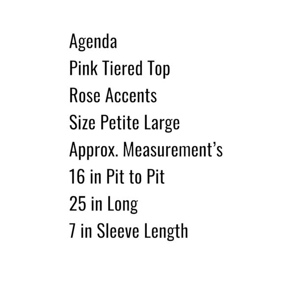 Agenda Top Women Short Sleeves SZ PL Pink Rosette Accent Tiered - Picture 2 of 5